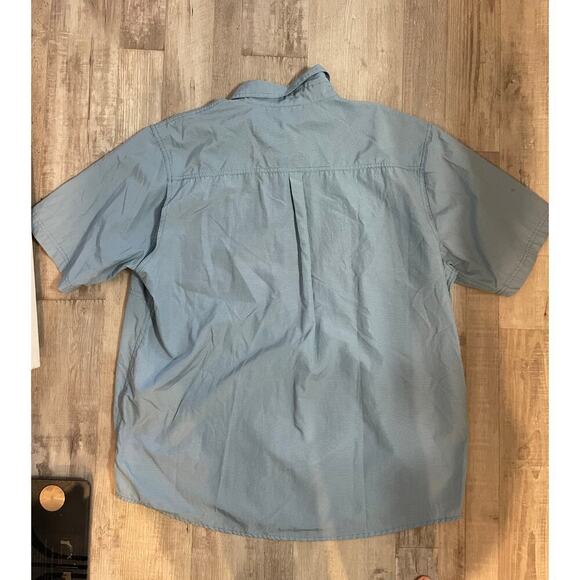 Wrangler Shirt Mens XL Blue Button Up Short Sleeve Fishing Campcore Utility - Picture 9 of 12